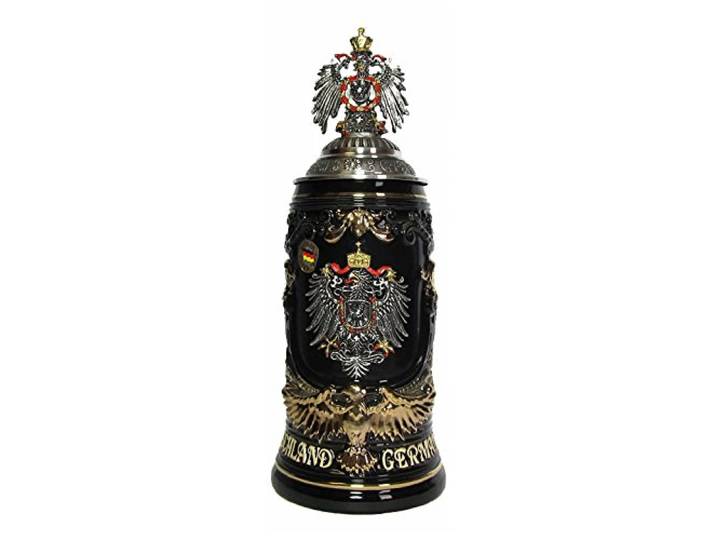 KING Bierkrug Deutschland Schild Seidel, Goldadlerhenkel 0,6 Liter Bierseidel