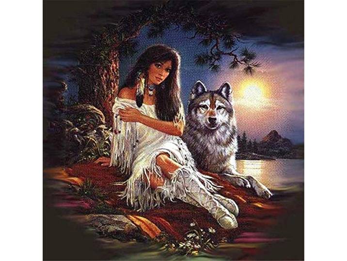 Yingxin34 Puzzle 4000 Teile+4000 Teile Mädchen und Wolf unter dem Baum Puzzle Erwachsene Puzzle Kinder Erwachsene Kinder Familie Geschicklichkeitsspiel-55.70x34.44 Zoll (141.5 x 87.5cm)