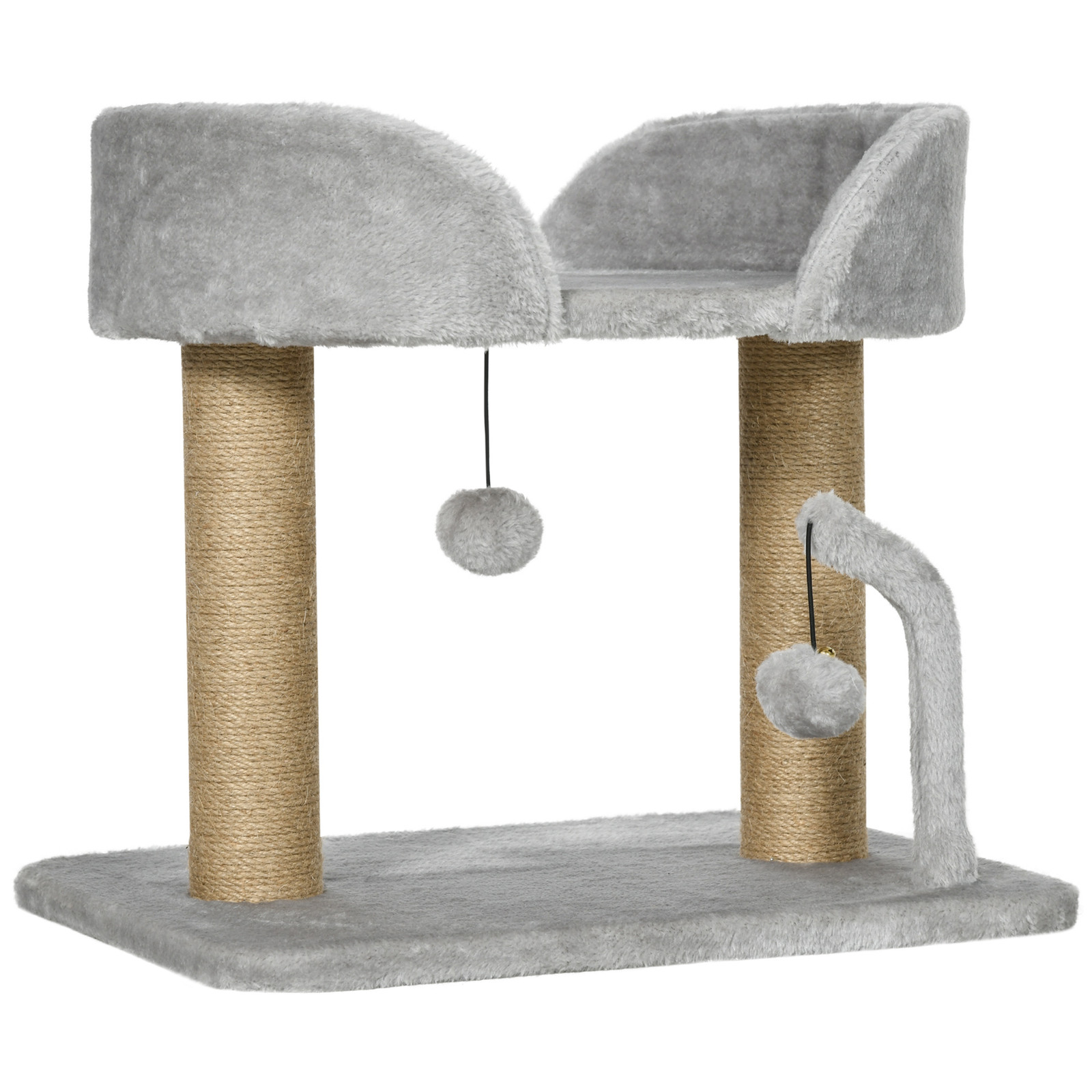 PawHut krabpaal met jute-krabpalen en platform, grijs, 42 cm