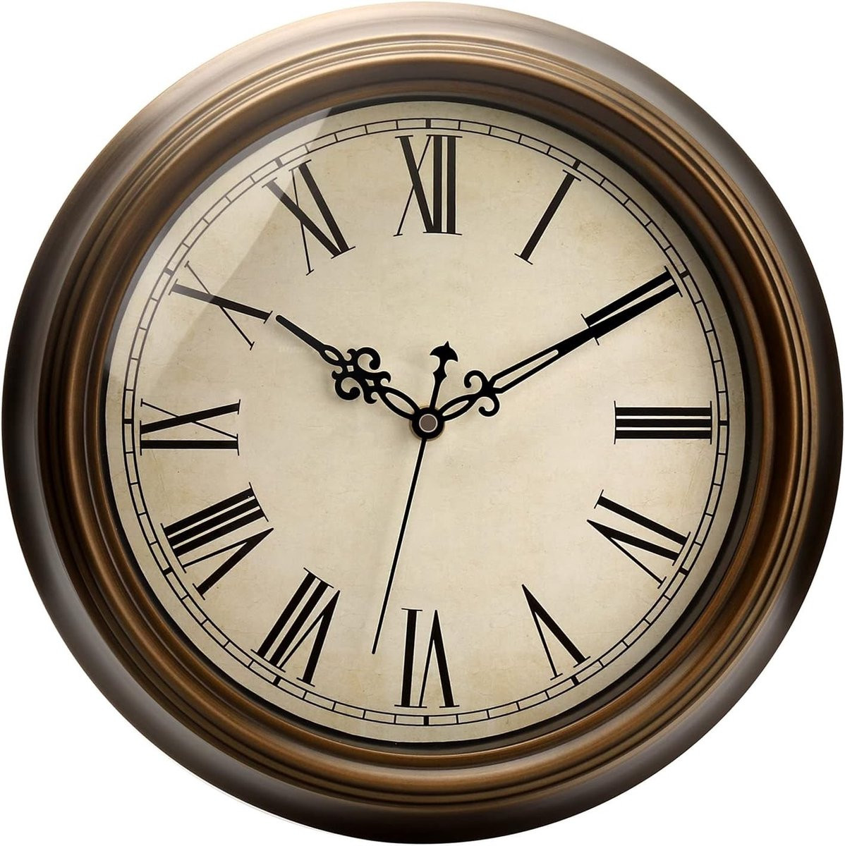 Retro Wandklok met Romeinse Cijfers - Vintage Analoge Wandklok voor Keuken, Woonkamer en Slaapkamer