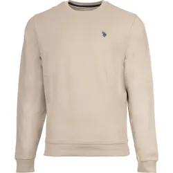 U.S. POLO ASSN. Herren Sweatshirt - Diagonal Fleece Carbon Finish, Rundhals, Baumwolle Beige / XL