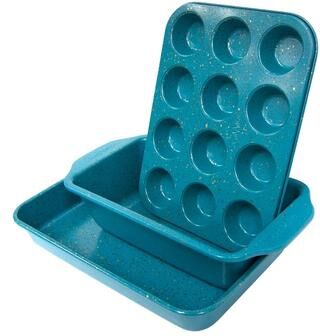 casaWare 3pc Toaster Oven Set (Baking Pan, Loaf Pan,Mini Muffin Pan)