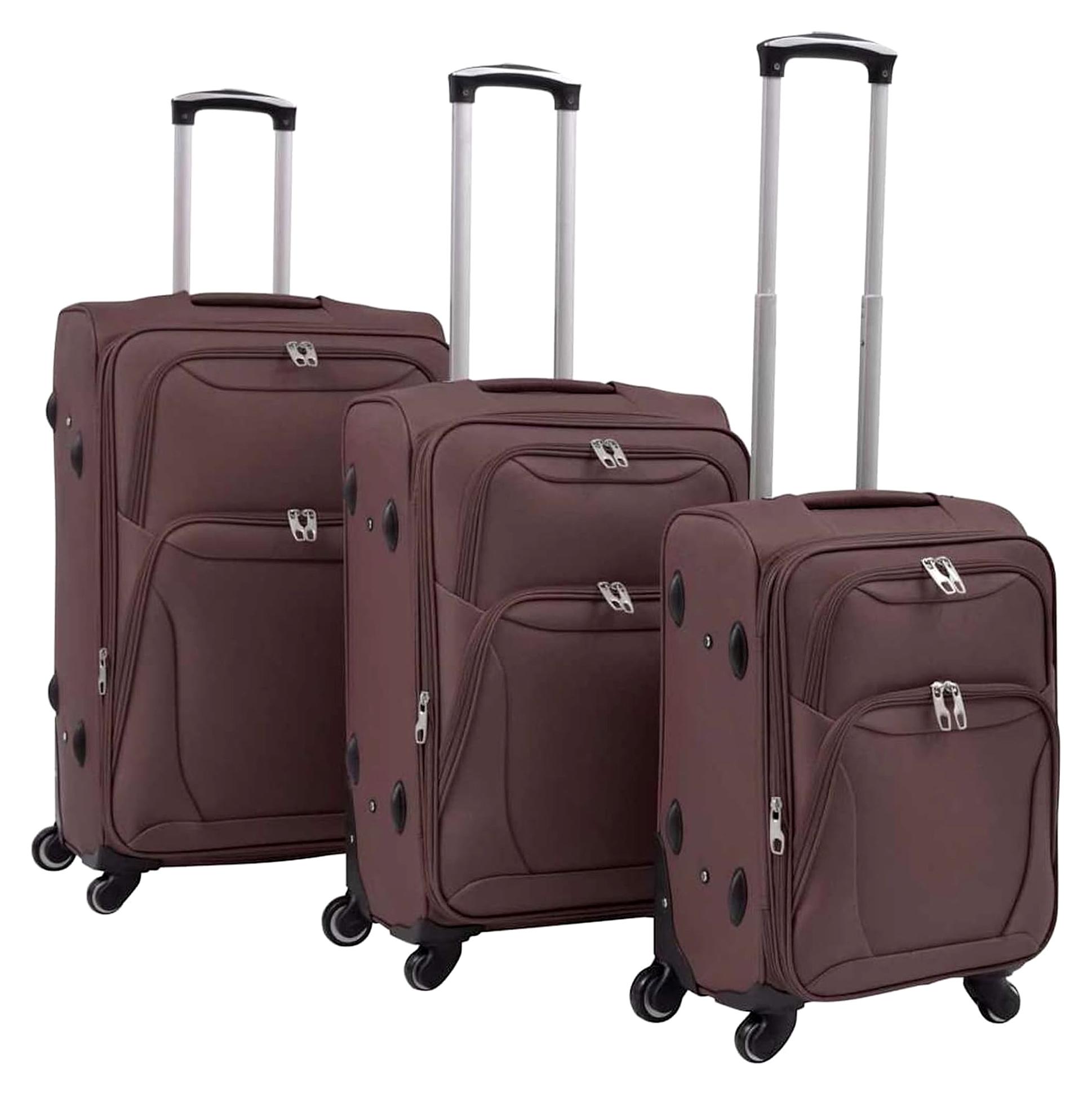 3-teiliges Weichgepäck Trolley-Set in Kaffeebraun