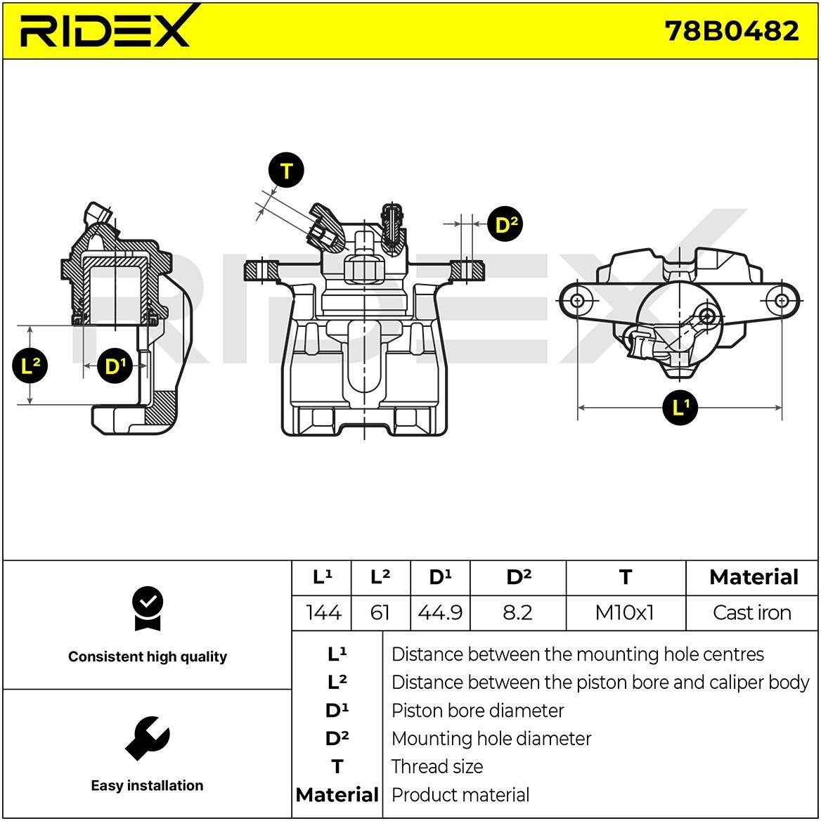 RIDEX 78B0482 Brake caliper