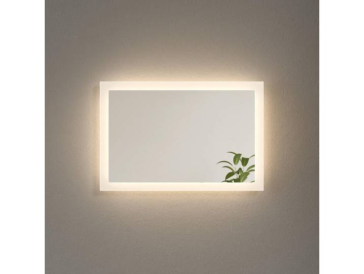 Emke Badspiegel mit Umweltfreundlicher Silberspiegel Beleuchtung 60/40, Transparent, Glas, Rechteckig, 60x40x3.5 cm, Badezimmer, Badezimmerspiegel, Badspiegel