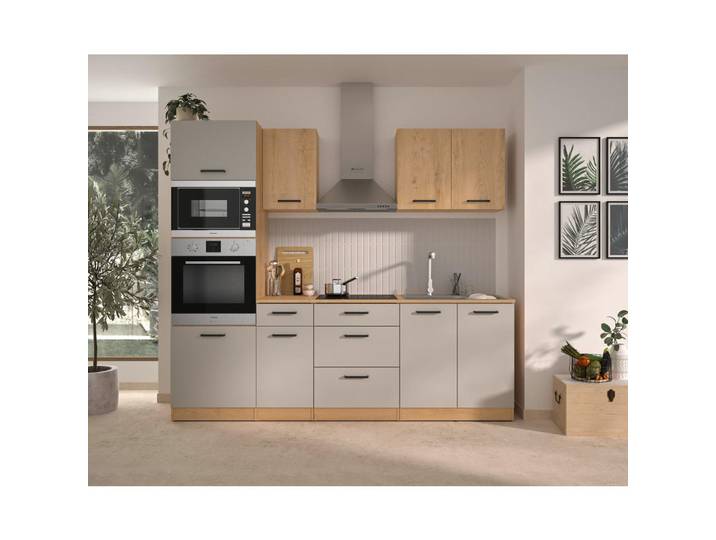 Mid.you Küchenleerblock, Beige, Beigebraun, Holzoptik, 4 Schublade(n) Schubladen, 240x211x60 cm, Küchen, Küchenzeilen & Küchenblöcke, Küchenzeilen ohne Geräte
