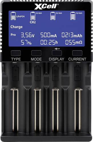 XCell Schnellladegerät LiFePO4, LiIon, NiCd, NiMH 10440, 14500, 16340, 16650, 17500, 18350, 18490, 18500, 18650, 20650, 20700