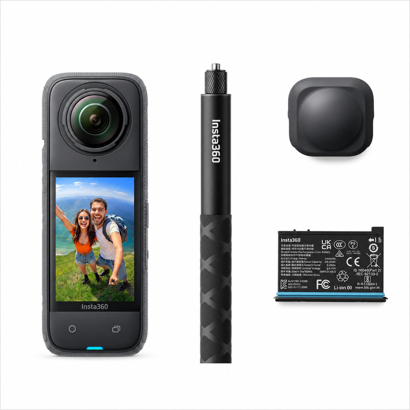 Insta360 X4 Air startersbundel 8K 360 camera met onzichtbare selfiestick en verwisselbare lenzen