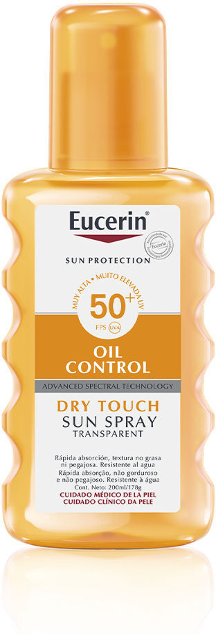 Eucerin Huile Protection Solaire toucher sec spray transparent SPF50+ 200 ml