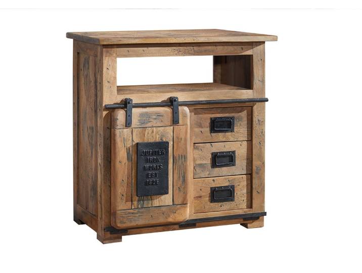 MASSIVMOEBEL24 Buffet 80x45 Manguier laqué Bois naturel RAILWAY #110