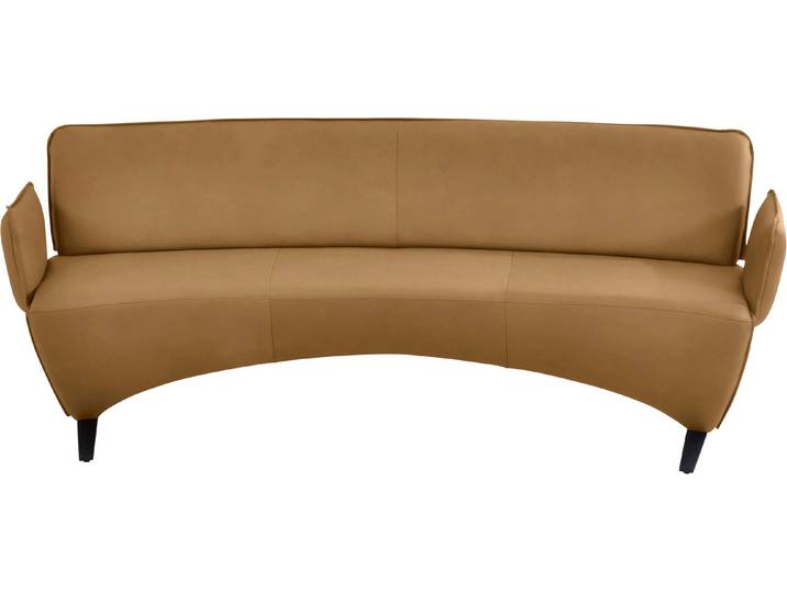 Polsterbank K+W KOMFORT & WOHNEN, gelb (curcuma), B:216cm H:87cm T:66cm, Sitzbänke, Polsterbank, Leicht abgerundete Segmentbank im hochwertigen Leder, mit Armlehnen
