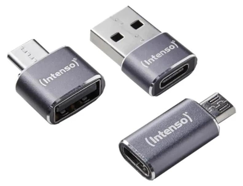 Intenso 3-pack USB Adapter Mix USB-C/A/Micro USB Aluminium