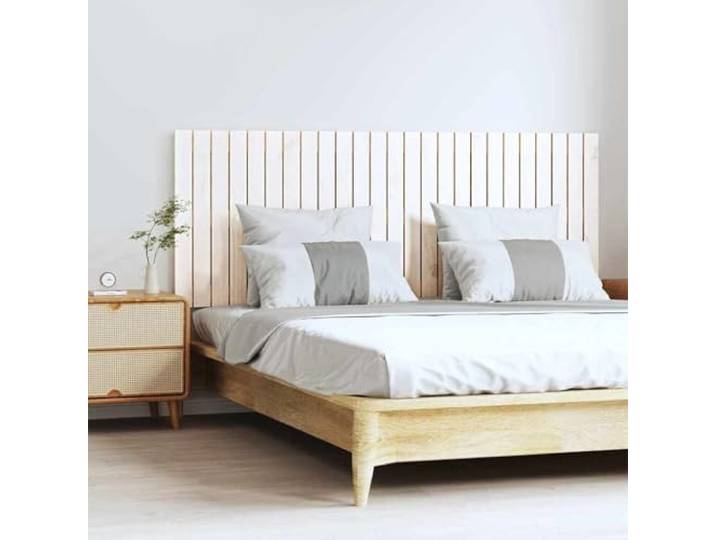 Weißes Holzbett Kopfteil 159,5x3x60 cm aus massivem Kiefernholz, Wand montiert, bietet perfekte Rückenstütze beim Lesen oder Fernsehen im Bett.