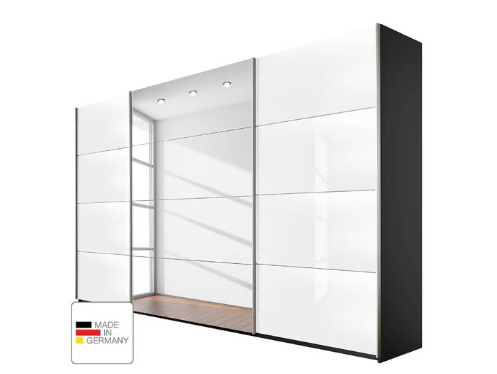 Schwebetürenschrank Spiegel 315 x 210cm Grau/Weiß 1 Spiegeltür