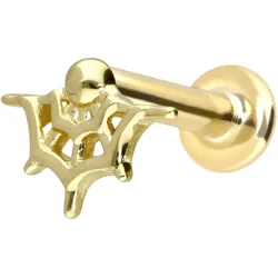 14 Karat Gold Labret mit Innengewinde SPINNENNETZ