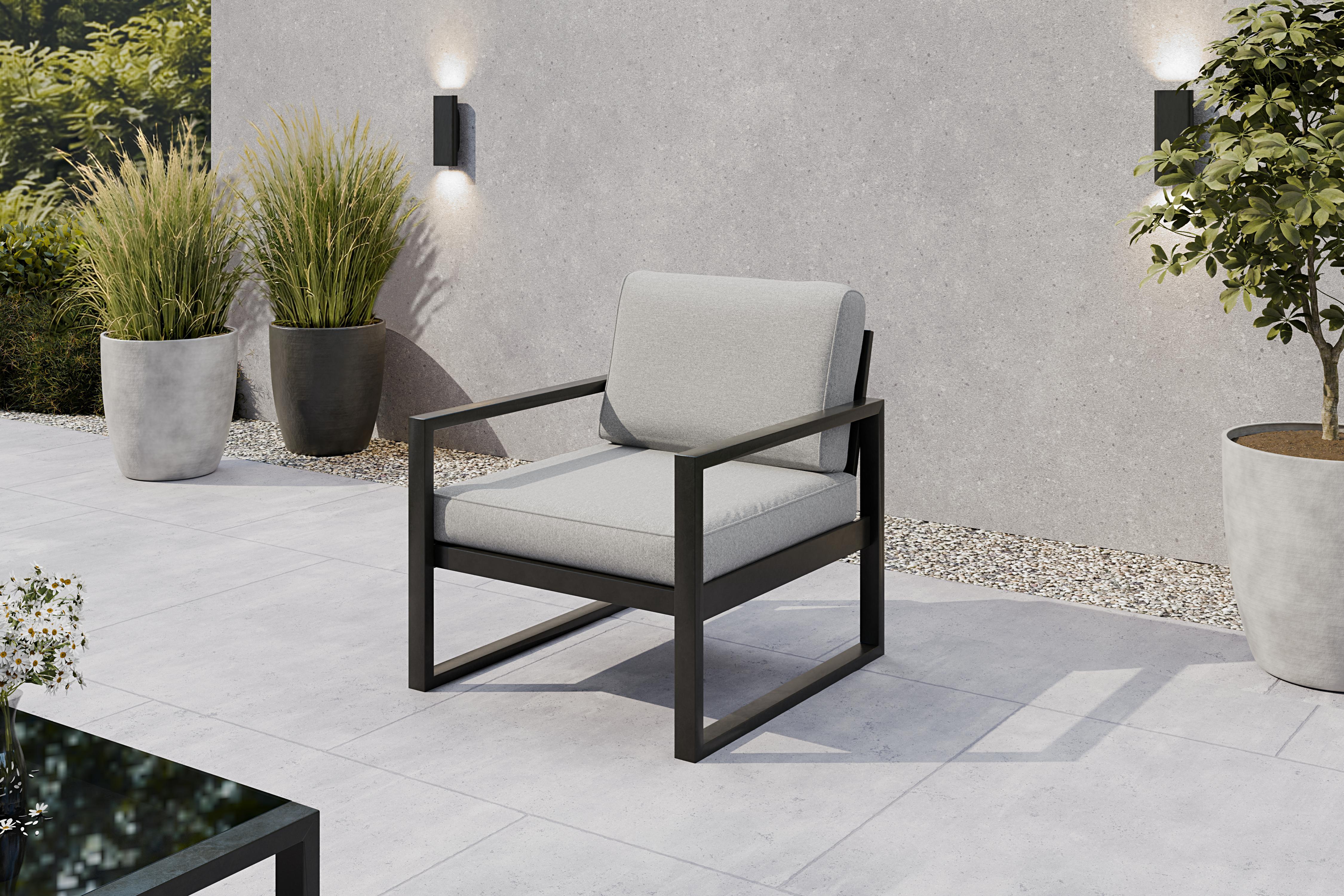 SOLAR Moderner Garten-Loungesessel mit Metallgestell - Wetterfeste Polster - Verschiedene Farben S/PB07