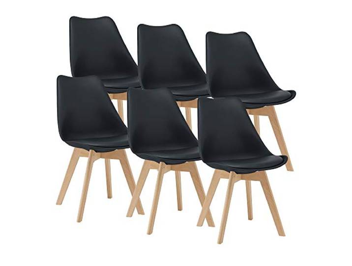 [en.casa] Esszimmerstuhl Dubrovnik 81 x 49 cm 6er Set Polsterstuhl Wohnzimmerstuhl Küchenstuhl PU-Kunstleder Schwarz