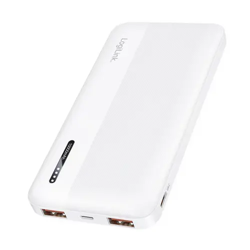 LogiLink PA0372W Powerbank 10000 mAh Fast Charge Li-Ion Weiß Statusanzeige