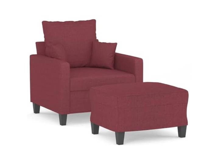 GHVBNMF Sessel mit Hocker Weinrot Stoff Polstersessel Set 2-teilig Bequemer Fernsehsessel inkl. Fußhocker für Wohnzimmer & Schlafzimmer. Ergonomische Armlehnen sorgen für Entspannung.