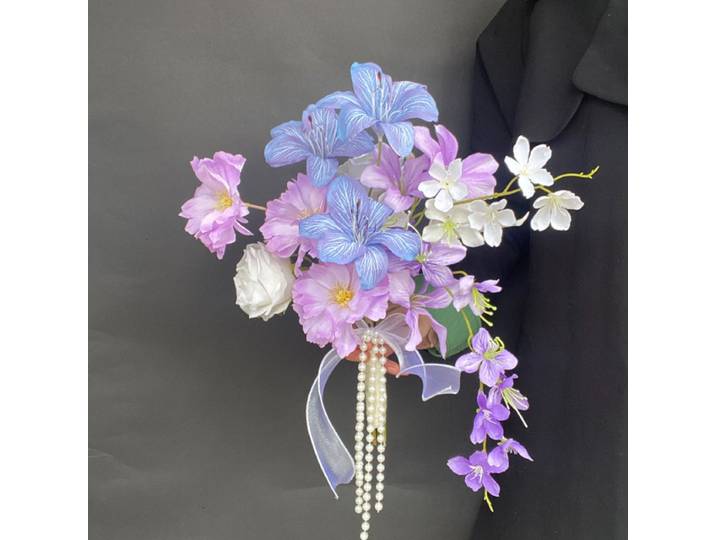 Bouquet de fleurs artificielles en perles de couleur dopamine, bouquet de mariage simulé, certificat de mariage, robe de mariée, bouquet photo