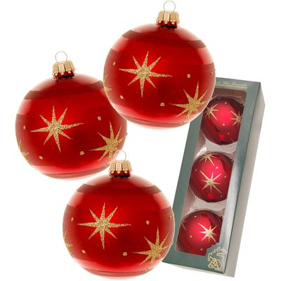 Weihnachtsbaumkugel KREBS GLAS LAUSCHA "Xmas Night "Komet", 8 cm", rot (bordeaux), Ø:8cm, Glas, Weihnachtsbaumkugeln, Weihnachtsdeko rot, Christbaumschmuck, Christbaumkugeln aus Glas