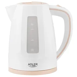 Adler AD 1264 Wasserkocher in Weiß, 1,7 Liter, 2200 Watt, mit 360 Grad Basisstation