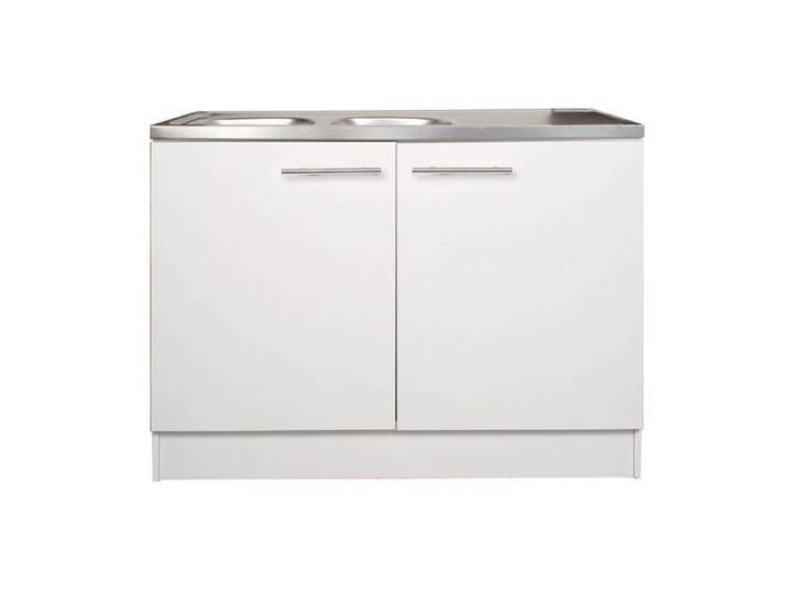 Meuble de cuisine sous évier 2 portes blanc h.86cm l.120cm p.60cm