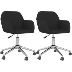 vidaXL Esszimmerstühle 2 Stk. Drehbar Schwarz Stoff