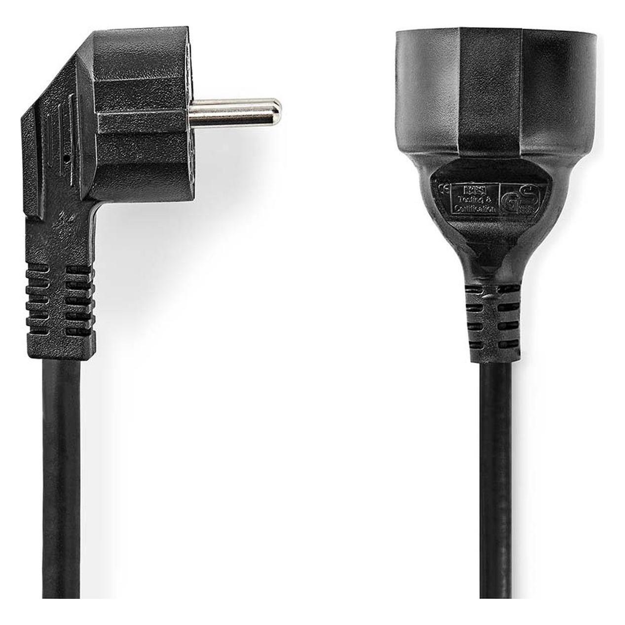 Nedis Stromkabel | Schutzkontaktstecker | Schutzkontaktsbuchse | Abgewinkelt | Gerade | Vernickelt | (5 m, CEE 7/3) (CEGL10230BK50)