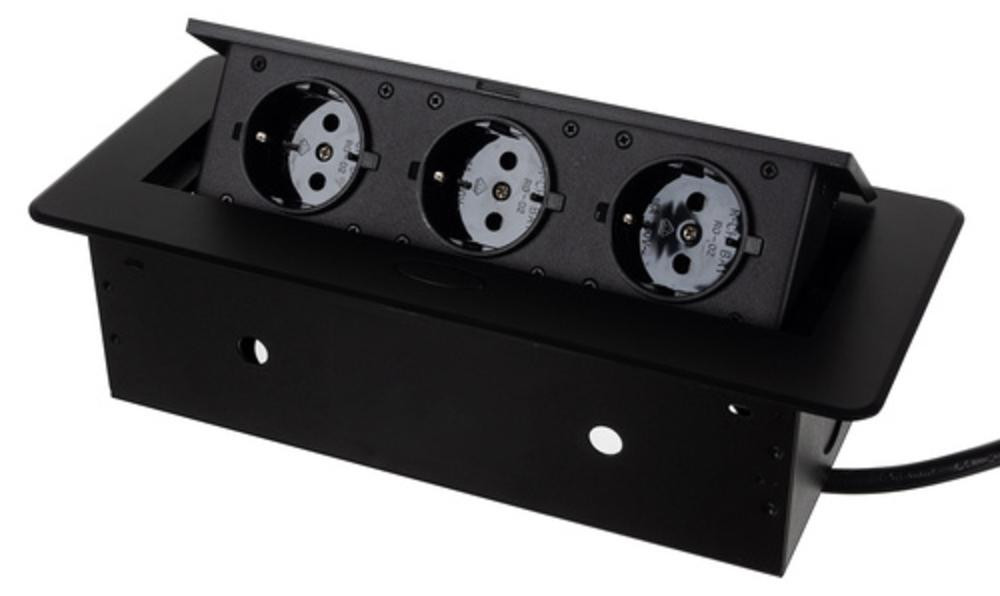 Izoxis 21659 Uitklapbaar stopcontact met 3 stopcontacten, 1,9 meter, zwart