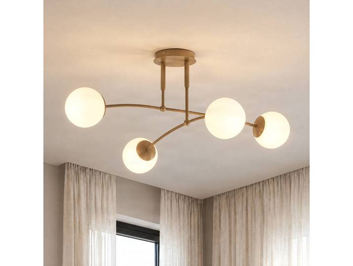 Deckenlampe Pregos EMIBIG LIGHTING, dimmbar, creme / amber, für Wohn- / Esszimmer, Metall, Modern, Deckenlampe