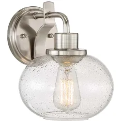 Wandleuchte Lampe Metall Glas Nickel Flurleuchte B 19,9 cm 1 Flammig