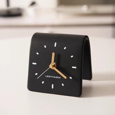 Daily Discovery Modern Ceramic Desk Clock Silent Table Clock For Bedroom Living Room Office Home Decor matte Black
