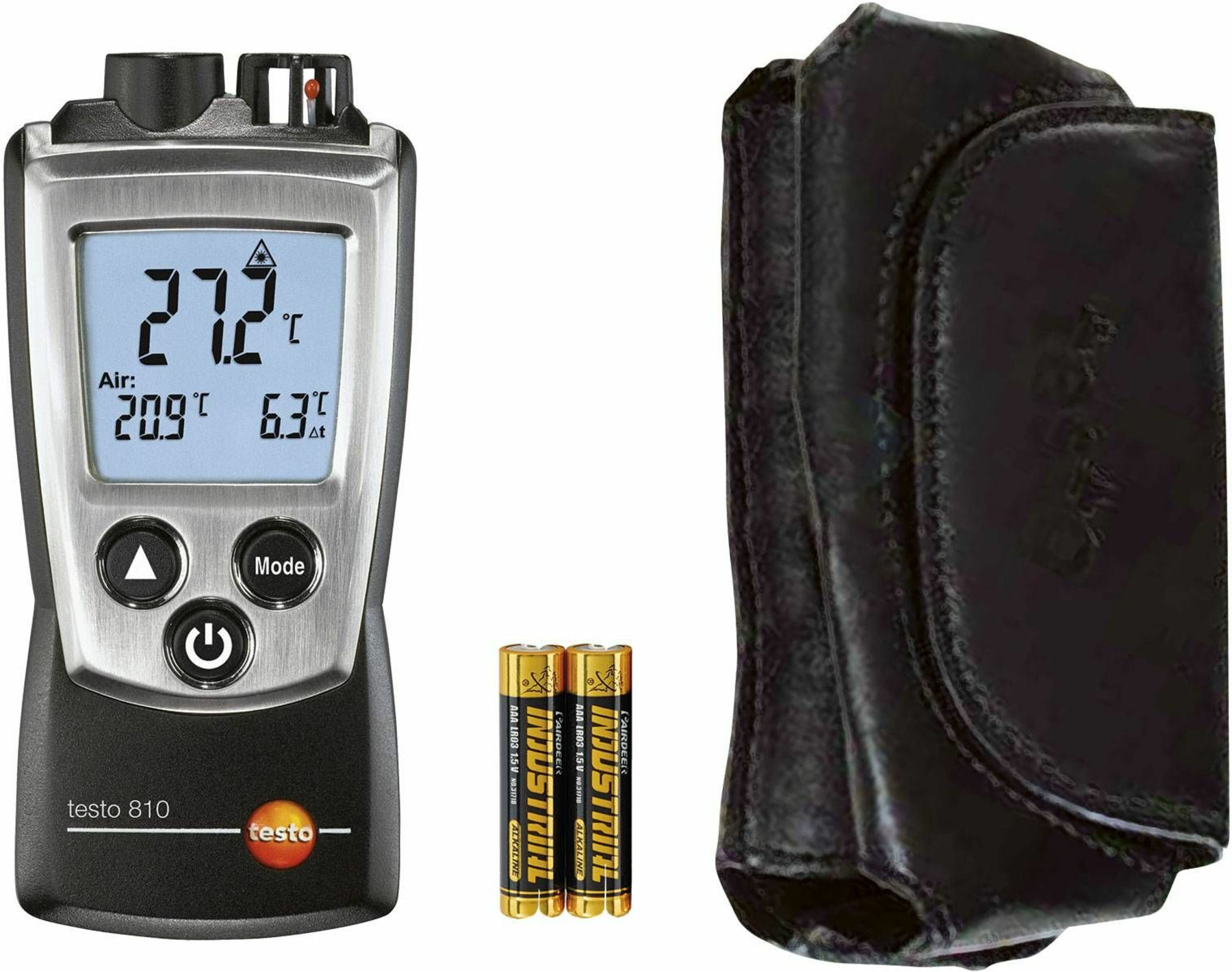 Testo Temperaturmessgerät 810 aus Kunststoff für die gleichzeitige Messung der Lufttemperatur und der Infrarot-Oberflächentemperatur (0560 0810)