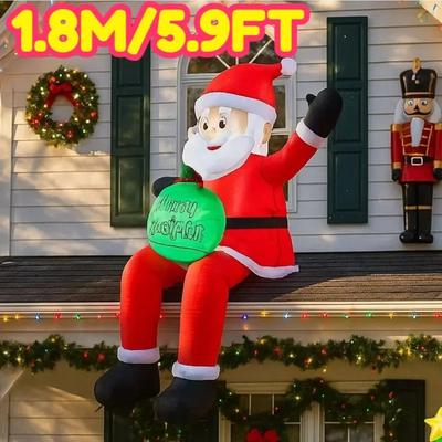 Uplift Treasures 5.9FT LED Inflatable Santa Claus Roof Christmas Decoration white eu Plug