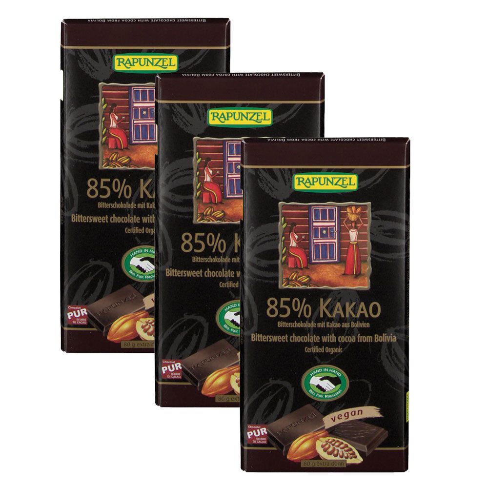 Rapunzel Bio 85 % Kakao Bitterschokolade 3x80 g TODO