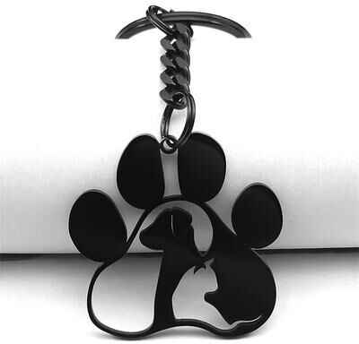 The Handy Homestead Cute Dog & Cat Paw Keychain Stainless Steel Pet Lover Gift Accessory b