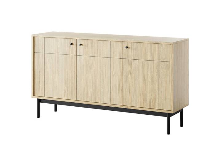 Komodee Sideboard Dieppe Kom2-3D Fräste Fronten, Eiche, Eichefarben, Holz, 154x83x39 cm, Kleinmöbel, Kommoden, Sideboards