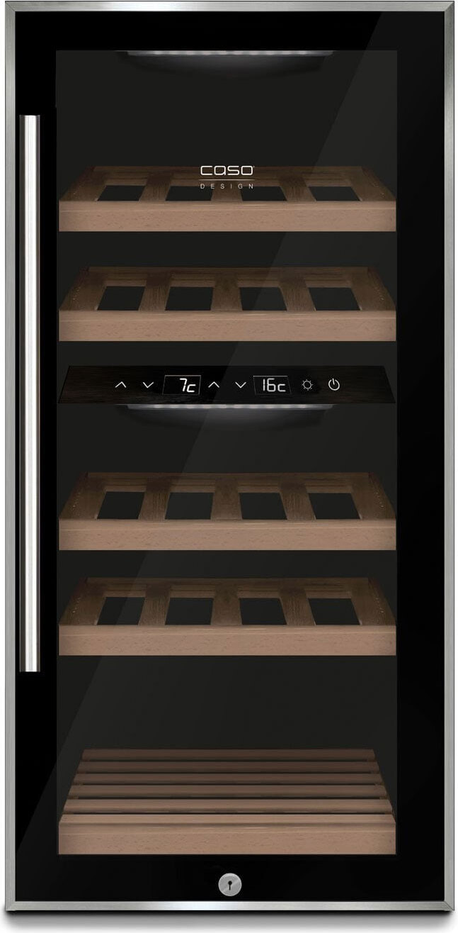 Caso WineComfort 24, Weinkühler mit Kompressor, Freistehend, 24 Flasche(n), 60 W, G, Schwarz