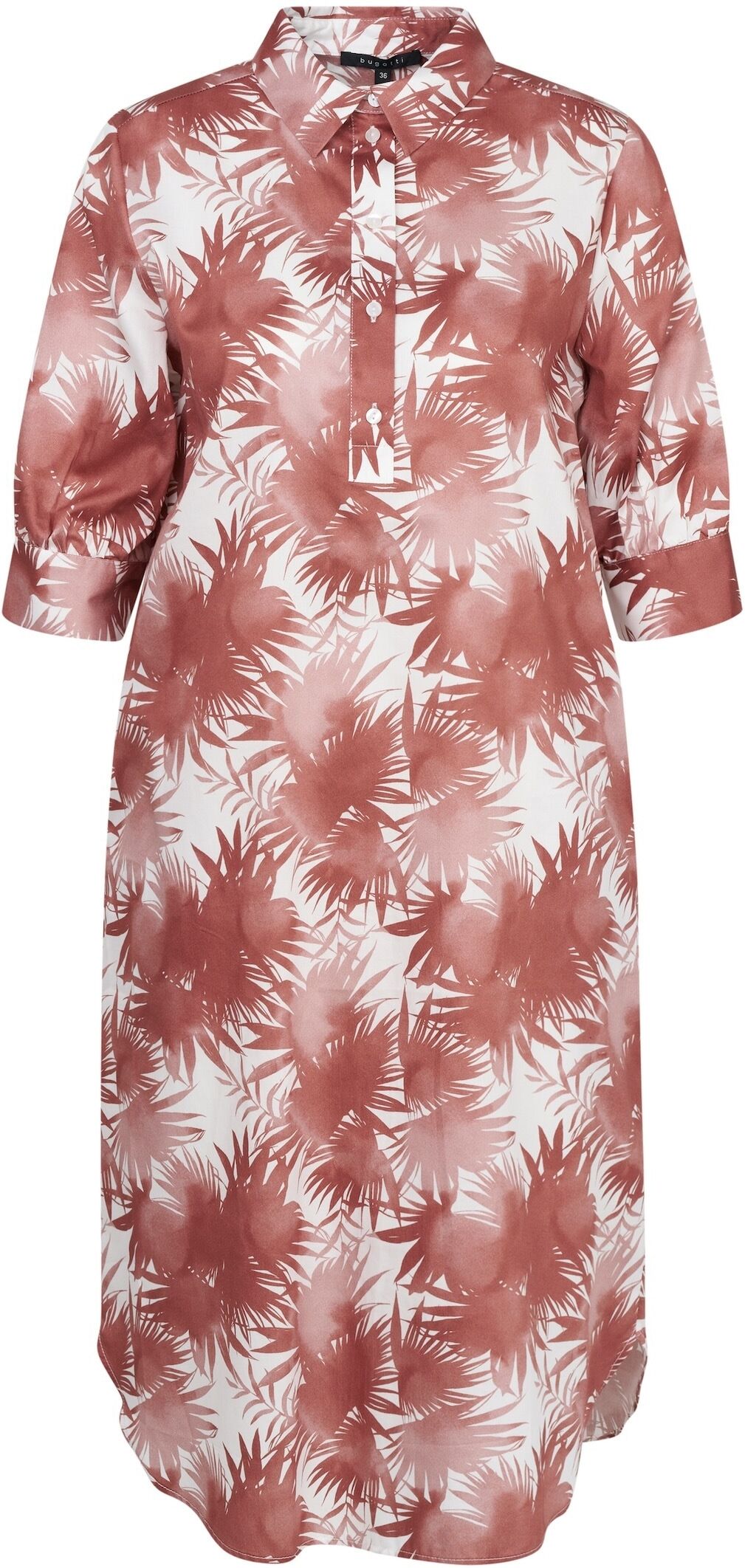 Hemdblusenkleid BUGATTI, Damen, Gr. 48, Normalgrössen, rosa (730, rose), 100% Baumwolle, geblümt, normal, Kleider Hemdblusenkleid, mit halber Knopfleiste 730, rose 48, Normalgrössen