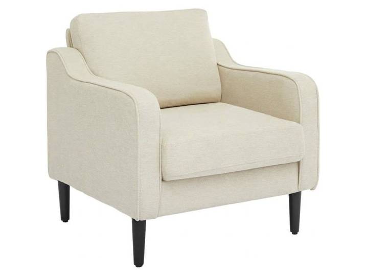 Fauteuil Salon Scandinave -FAUTEUIL RELEVEUR-Siège Rembourré en Lin Pieds en Bois Massif-BEIGE