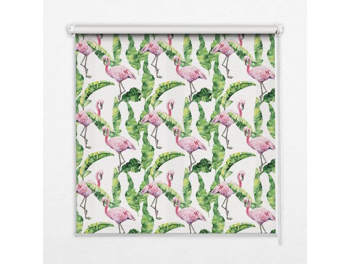 INNENROLLO - Fensterrollo - Rollo - 60x40 cm - Flamingos auf den Blättern