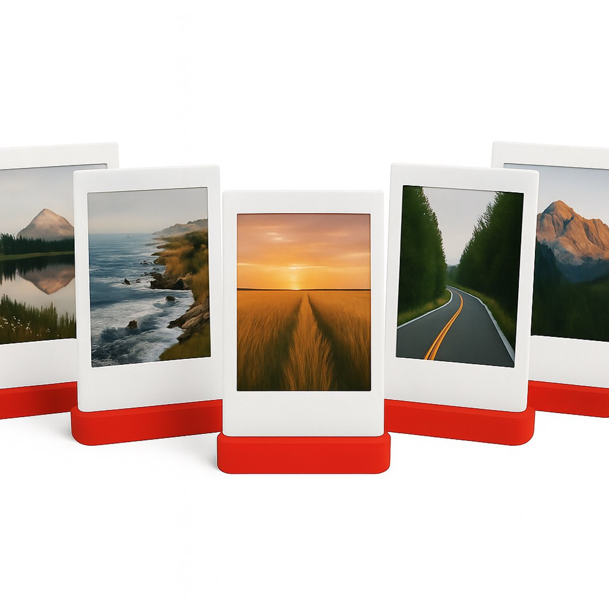 Polaroid Fotohouder Rood – Set van 5 Universele Instax Mini, Square, Wide & Polaroid Fotostandaards