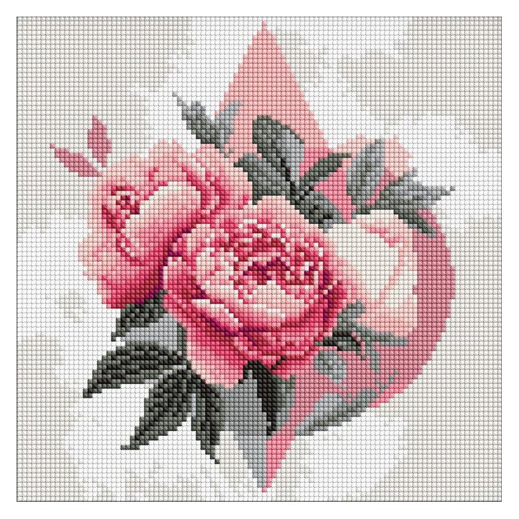 Ideyka Diamond Painting - Geometrische Formen mit Pfingstrosen 30 x 30 (AMO8230)