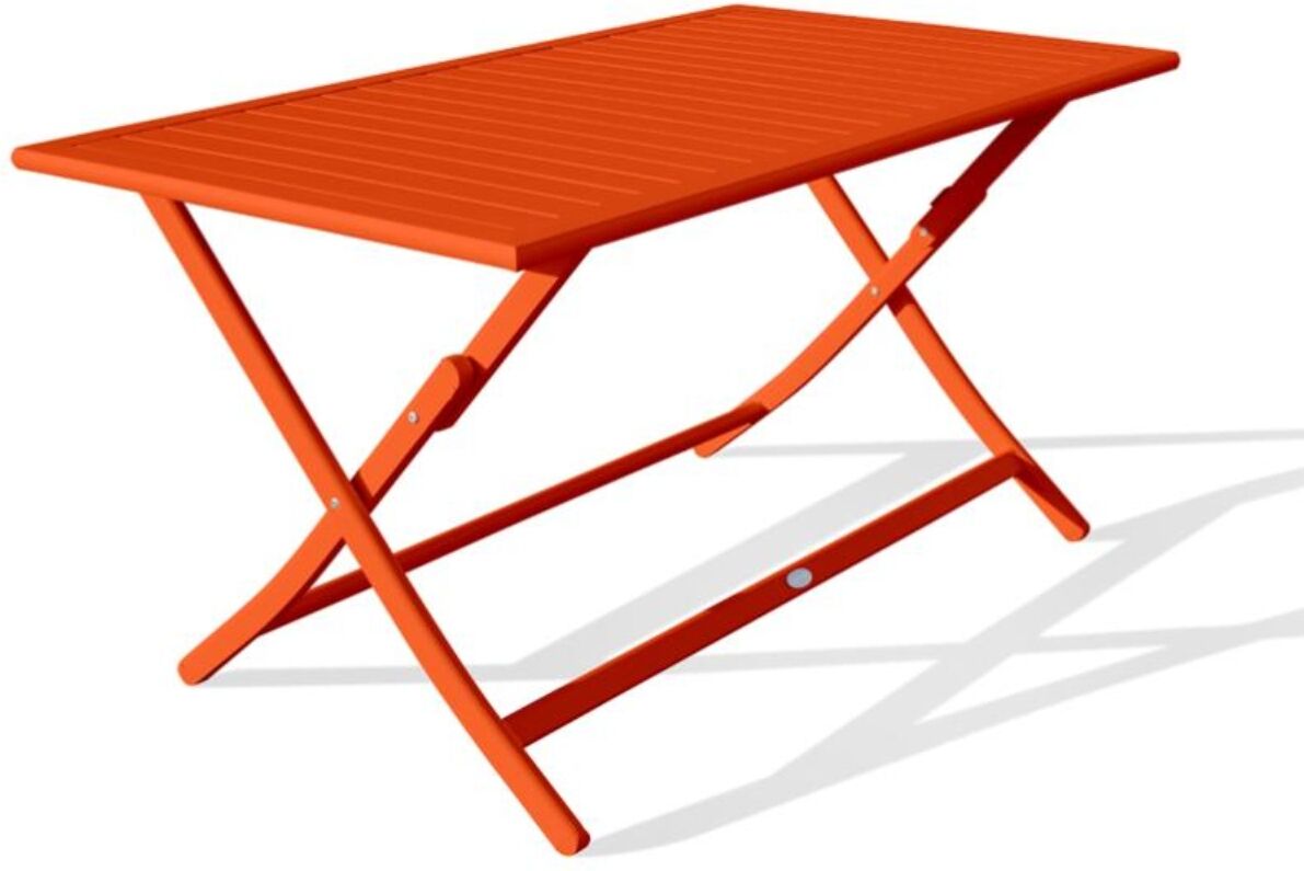City Garden Table de jardin pliante MARIUS rectangulaire aluminium 140x80cm orange / cuivré DCB Garden