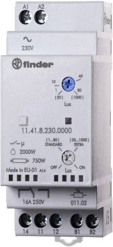 Finder Dämmerungsschalter 1 St. 11.41.8.230.0000 Betriebsspannung:230 V/AC Empfindlichkeit Licht: 1, 30 - 80, 1000 lx, lx 1 Wechsler