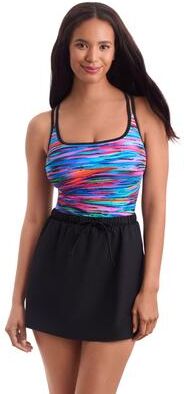 Plus Size Women's Skirted One Piece Runaround by Shape Solver Sport in Tidal Wave (Size 16)