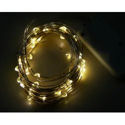 50er LED Silberdraht Lichterkette, warm-weiß