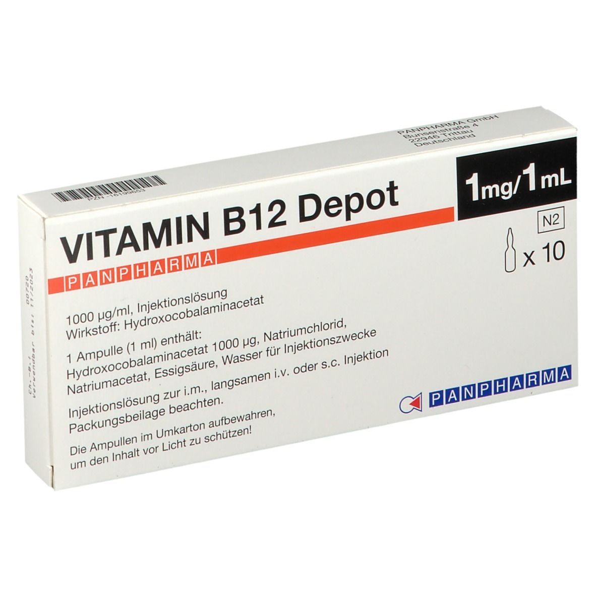 Vitamin B12 Depot Panpharma 1000 µg/ml Inj.-Lsg. 10x1 ml Injektionslösung