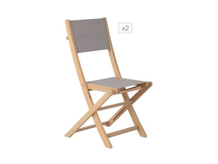 Lot de 2 chaises de jardin RIMINI en bois d'acacia FSC et textilène taupe